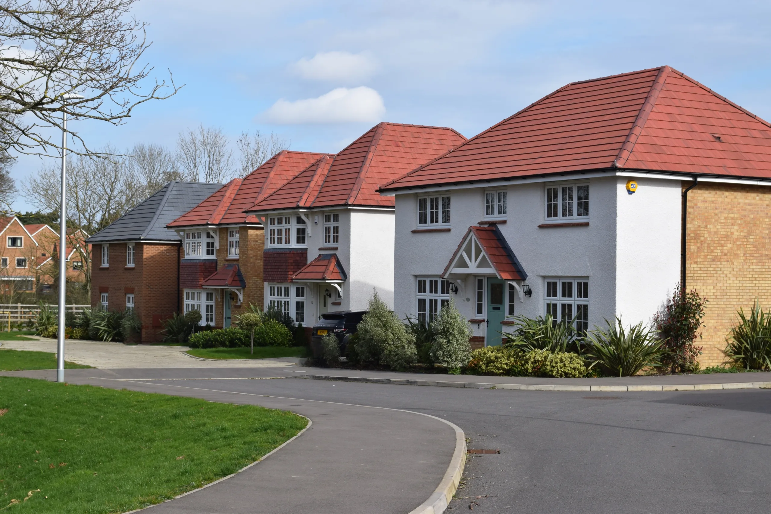 New-build street with windows and doors